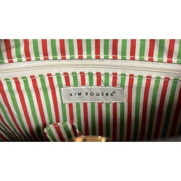 Womens Kim Rogers Christmas Purse Handbag Embroidered Nylon Double Handles - Picture 6 of 10